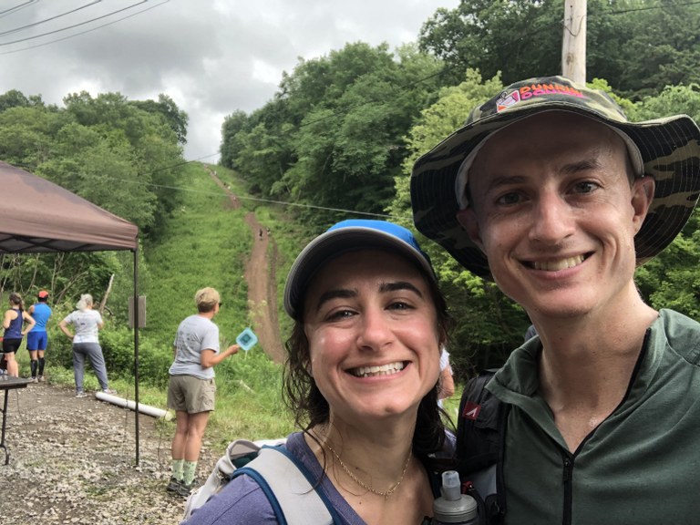 Kyle and sister Alison at Log Cabin checkpoint