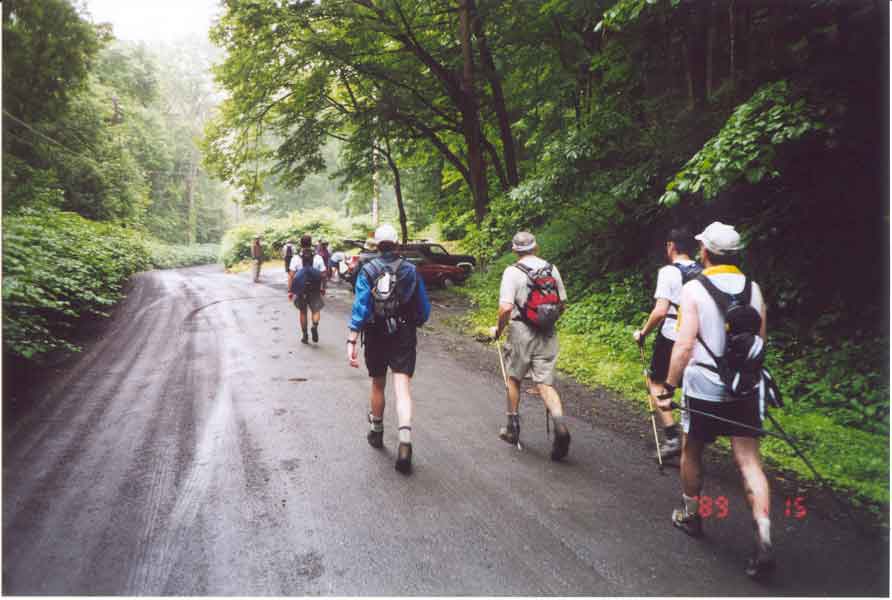 Hikers approaching Checkpoint 1